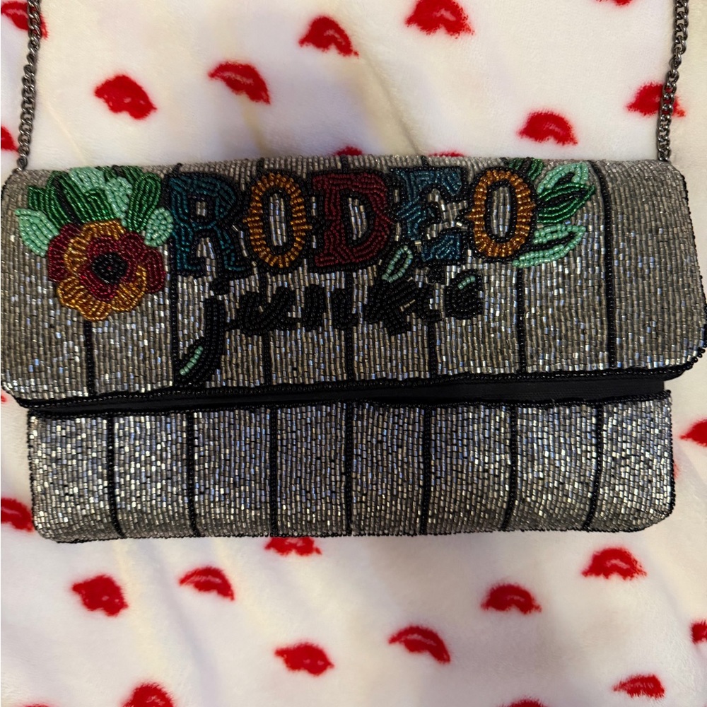 Beaded Silver Clutch